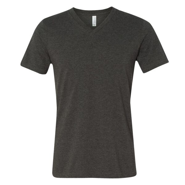Unisex heather CVC short sleeve v-neck tee Thumbnail